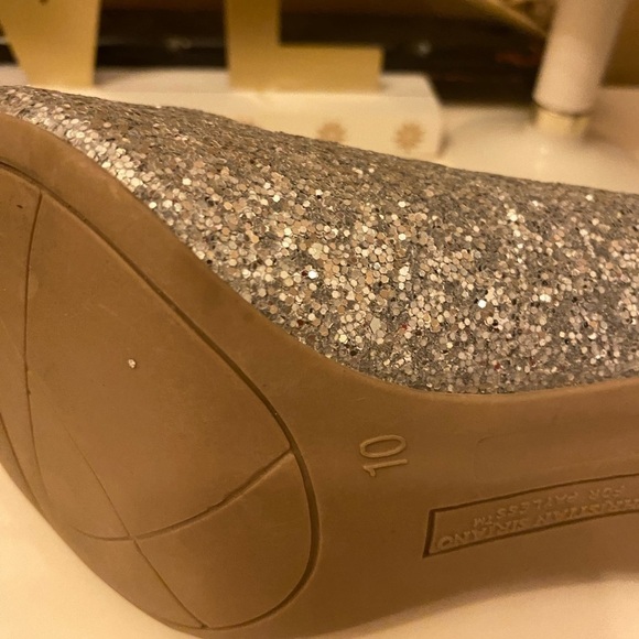 Christian SIRIANO SILVER GLITTER HEEKS SIZE 10 - Picture 7 of 8